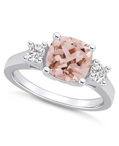 Shop Macy's Morganite (2 Ct. T.w.) And Diamond (1/3 Ct. T.w.) Ring In 14k White Gold