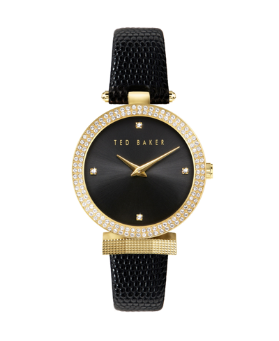 Shop Ted Baker Women's Bow Black Leather Strap Watch 36mm