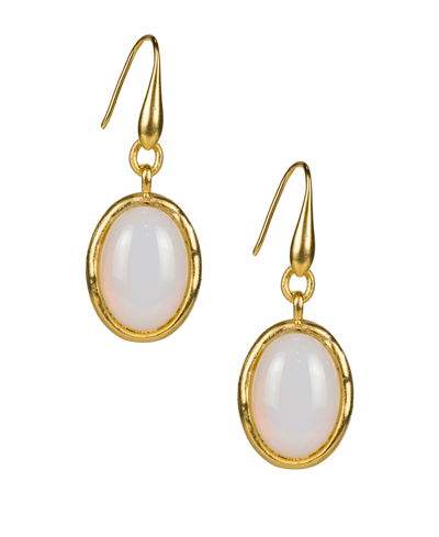 Shop Patricia Nash Gold-tone Oval Stone Drop Earrings In White/egyptian Gold
