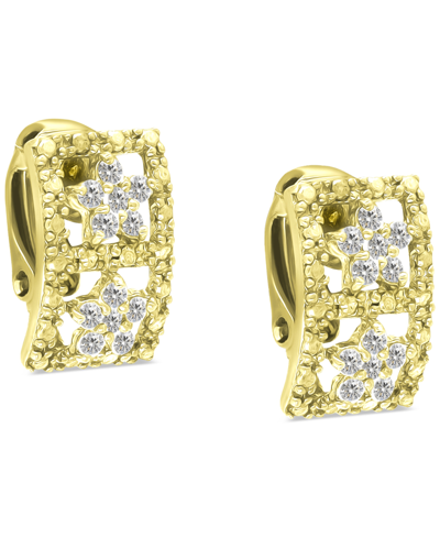 Shop Giani Bernini Cubic Zirconia Open Rectangle Clip-on Stud Earrings In 18k Gold-plated Sterling Silver, Created For 