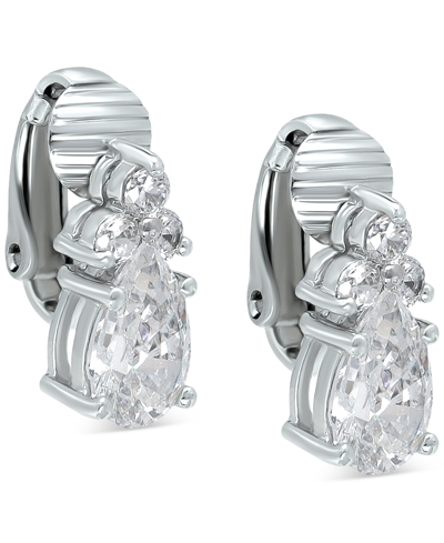 Shop Giani Bernini Cubic Zirconia Pear-shape Clip-on Stud Earrings, Created For Macy's In Sterling Silver