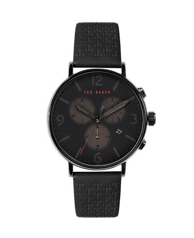 Shop Ted Baker Men's Barnett Backlight Black Leather Strap Watch 41mm