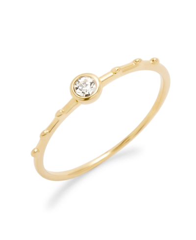 Shop Brook & York Bezel Set Crystal Poppy Extra Thin Ring In Gold Platted
