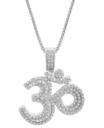 Shop Macy's Men's Diamond Om 22" Pendant Necklace (1/2 Ct. T.w.) In Sterling Silver