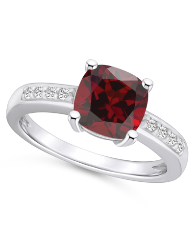 Macy's Garnet And Diamond Ring (2-3/4 Ct.t.w And 1/8 Ct.t.w) 14k White Gold In Garnet