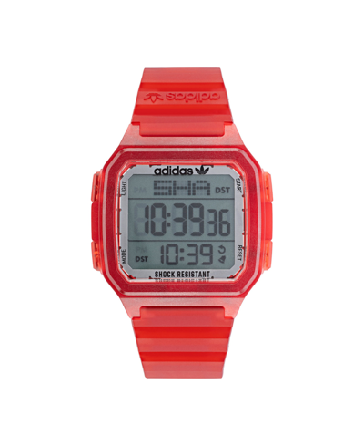 Shop Adidas Originals Unisex Gmt Digital One Gmt Red Resin Strap Watch 47mm