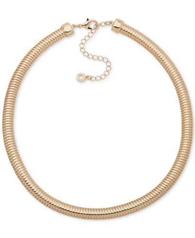 Shop Anne Klein Gold-tone Omega Chain Collar Necklace, 17" + 3" Extender