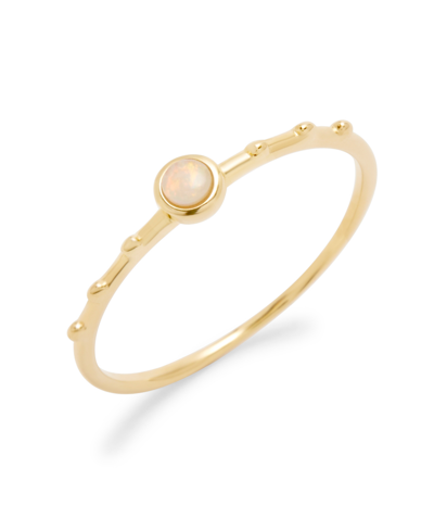 Shop Brook & York Bezel Set Opal Pippa Extra Thin Ring In Gold Platted