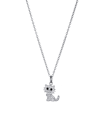 Giani Bernini Crystal Cat Pendant Necklace (0.11 Ct. T.w.) In Sterling Silver In Sterling Silver