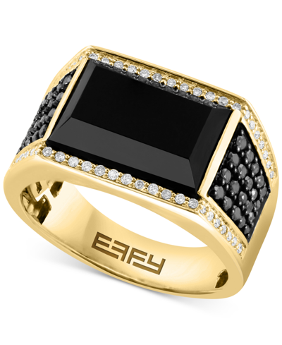 Shop Effy Collection Effy Men's Onyx & Diamond (3/4 Ct. T.w.) Ring In 14k Gold In Black