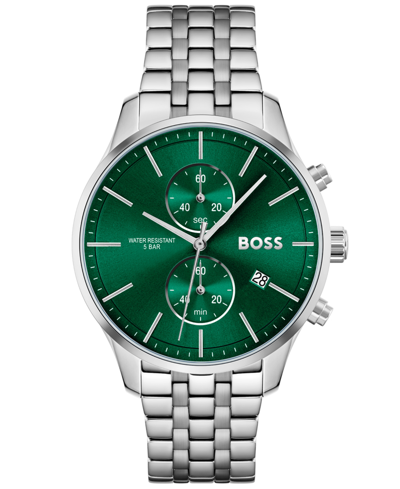Shop Hugo Boss Men's Associate Silver-tone Stainless Steel Bracelet Watch, 42mm