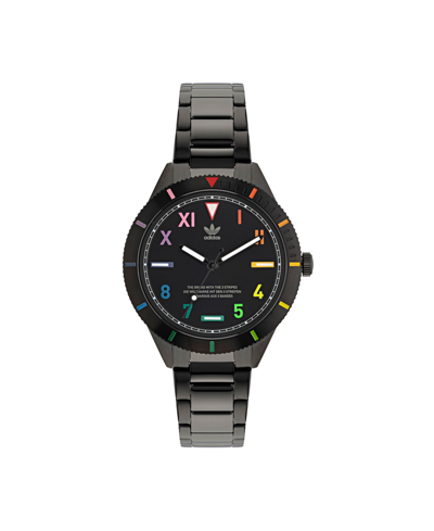 Adidas Originals Adidas Unisex Three Hand Edition Three Small Black Stainless Steel Bracelet Watch 36mm In Black