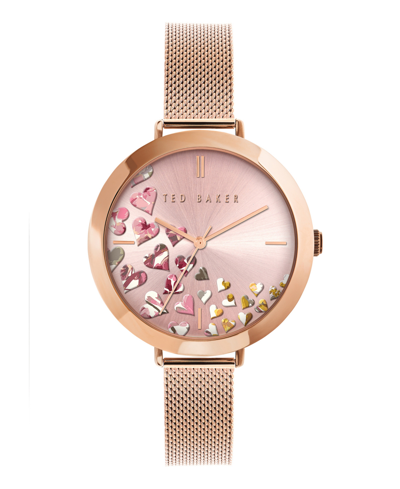 Shop Ted Baker Women's Ammy Hearts Rose Gold-tone Mesh Bracelet Watch 37.5mm