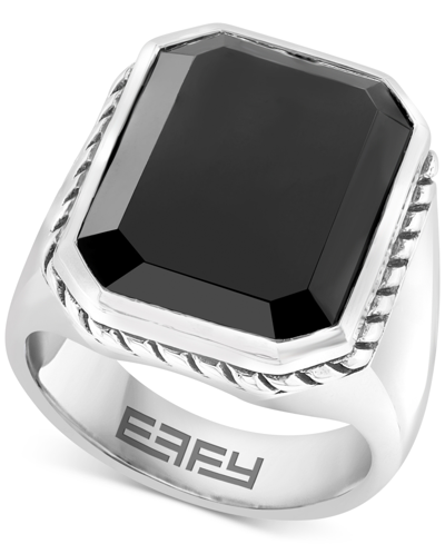 Shop Effy Collection Effy Men's Onyx Ring In Sterling Silver