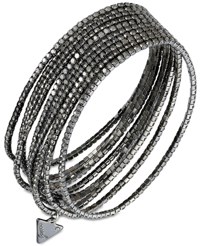Guess 10-pc. Set Crystal Stretch Bracelets In Hematite