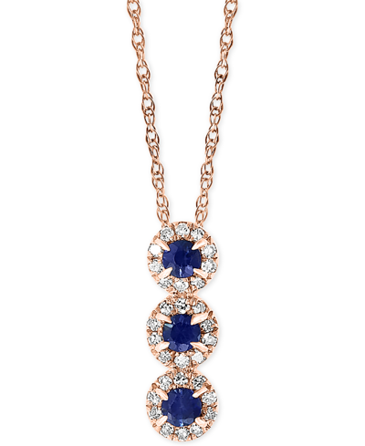 Lali Jewels Sapphire (1/6 Ct. T.w.) & Diamond (1/10 Ct. T.w.) 18" Pendant Necklace In 14k Rose Gold Or 14k White In Rose Gold