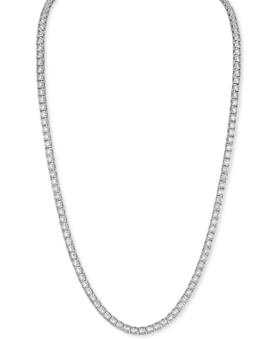 Shop Esquire Men's Jewelry Cubic Zirconia (4mm) Tennis Necklace 22" (also In Black Spinel), Created For Macy's In Cubic Zirconia/silver