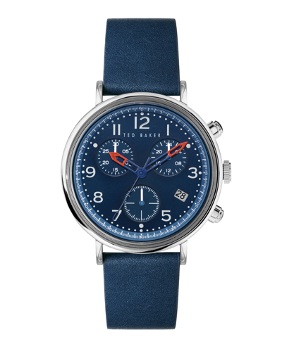Shop Ted Baker Men's Mimosaa Chrono Blue Leather Strap Watch 41mm
