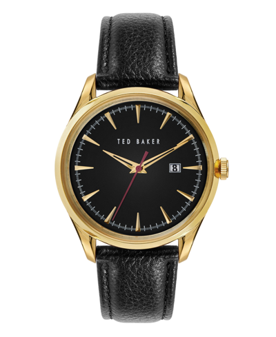 Shop Ted Baker Men's Daquir Black Leather Strap Watch 40mm