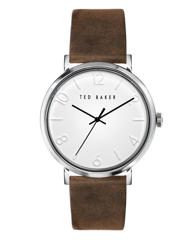 Shop Ted Baker Men's Phylipa Brown Leather Strap Watch 43mm
