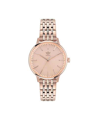Shop Adidas Originals Unisex Three Hand Code One Small Rose Gold-tone Stainless Steel Bracelet Watch 35mm