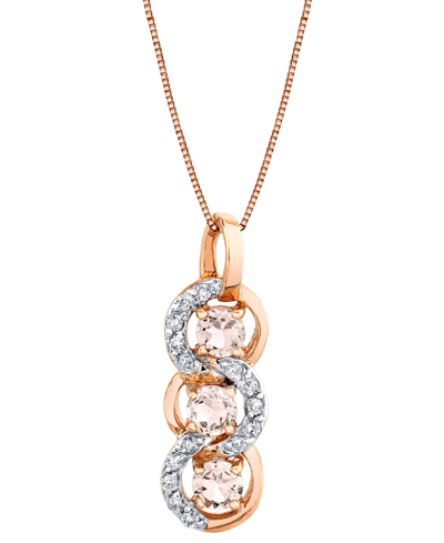 Macy's Morganite (3/4 Ct. T.w.) & Diamond (1/5 Ct. T.w.) Triple Loop 18" Pendant Necklace In 14k Rose Gold In Rose Gold