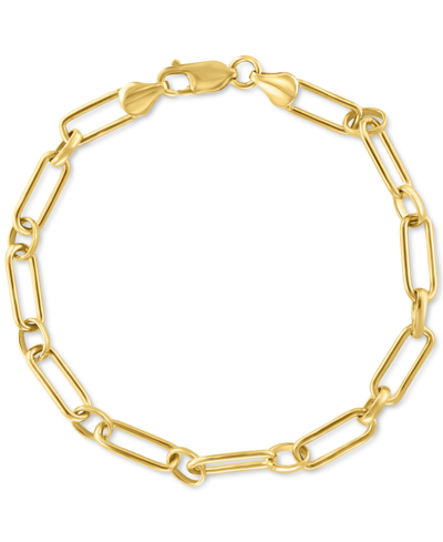 Shop Effy Collection Effy Men's Polished Link Bracelet In 14k Gold-plated Sterling Silver In Gold Over Silver