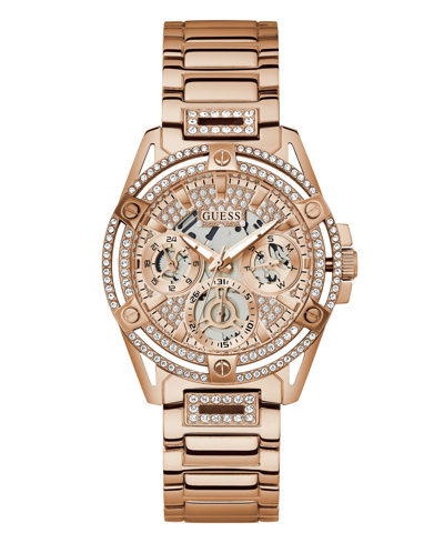 Shop Guess Women's Quartz Rose Gold-tone Stainless Steel Bracelet Multi-function Watch 40mm
