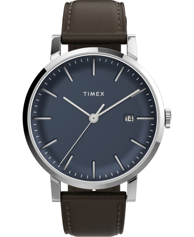 Shop Timex Men's Chicago Brown Leather Watch 38mm