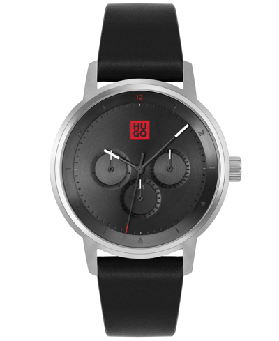 Shop Hugo Men's Define Black Genuine Leather Strap Watch, 42mm