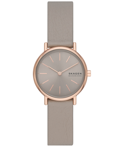 Shop Skagen Women's Signatur Lille Sand Leather Strap Watch 30mm