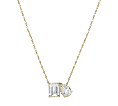 Shop Zoe Lev White Topaz Toi Et Moi Pendant Necklace (3-1/2 Ct. T.w.) In 14k Gold, 16" + 2" Extender