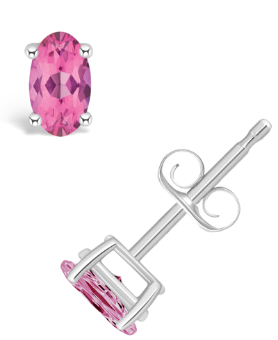 Macy's Pink Topaz (1-1/7 Ct. T.w.) Stud Earrings In 14k Yellow Gold Or 14k White Gold In White Gold