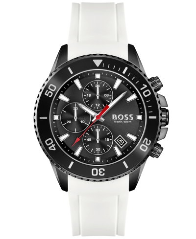 Hugo Boss Men's Admiral White Silicone Strap Watch, 45mm Women's Shoes In  Black/white | ModeSens