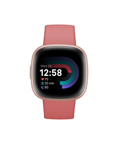 Shop Fitbit Versa 4 Pink Sand Copper Rose Smartwatch, 39mm In Pink Sand/copper Rose