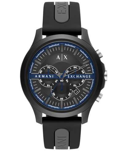 Shop Ax Armani Exchange Men's Chronograph Black And Gray Silicone Strap Watch, 46mm In Black Gray