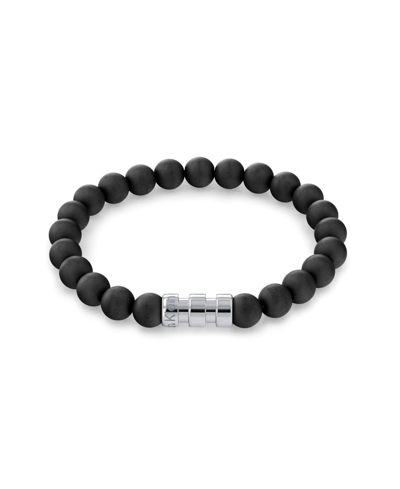 Shop Calvin Klein Men's Gray Matte Onyx Bracelet In Black