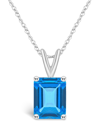 Macy's Blue Topaz (1-1/3 Ct. T.w.) And Diamond Accent Pendant Necklace In 14k Yellow Gold Or 14k White Gold In White Gold