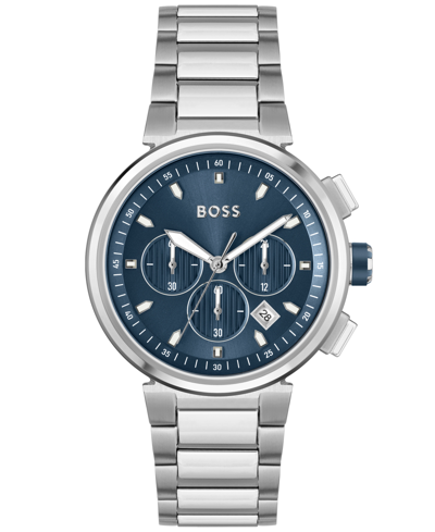 Shop Hugo Boss Men's One Silver-tone Stainless Steel Bracelet Watch, 44mm