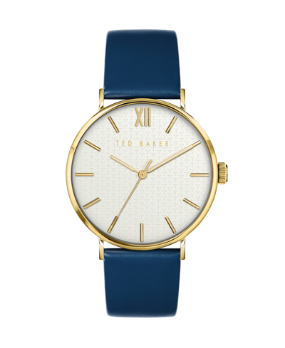Shop Ted Baker Men's Phylipa Blue Leather Strap Watch 43mm