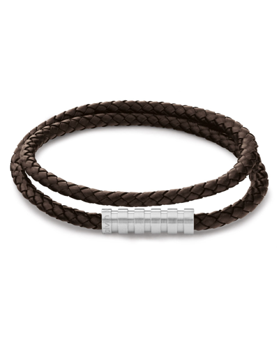 Shop Calvin Klein Men's Tan Leather Bracelet In Brown