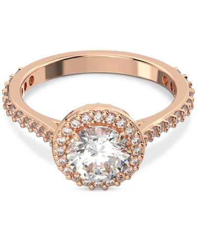 Shop Swarovski Silver-tone Constella Crystal Cocktail Ring In Open Pink (rose Gold)