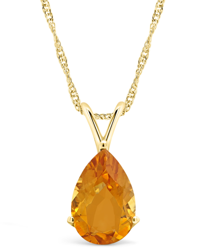 Shop Macy's Citrine (2-3/4 Ct. T.w.) Pendant Necklace In 14k Yellow Gold