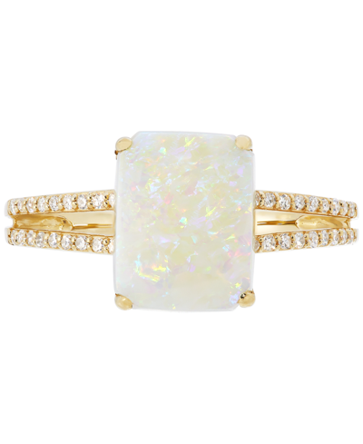 Macy's Opal (1-3/4 Ct. T.w.) & Diamond (1/10 Ct. T.w.) Ring In 14k Gold In Gold