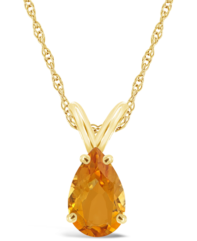 Shop Macy's Citrine (1 Ct.t.w) Pendant Necklace In 14k Yellow Gold