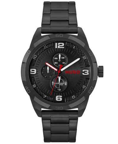 Shop Hugo Men's Grip Black Ionic Plated Steel Bracelet Watch, 46mm