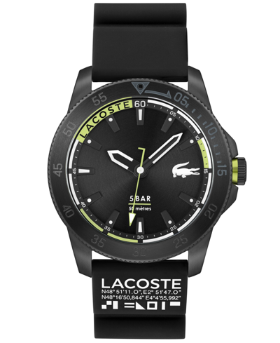 Shop Lacoste Men's Regatta Black Silicone Strap Watch 46mm