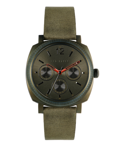 Shop Ted Baker Men's Caine Green Leather Strap Watch 42mm