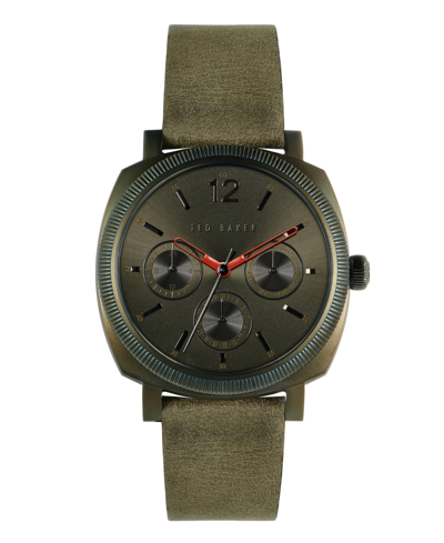 Ted Baker Men's Caine Green Leather Strap Watch 42mm In Green