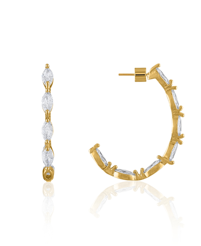 Shop Oma The Label Halvmane Hoops In 18k Gold- Plated Brass With Cubic Zirconia